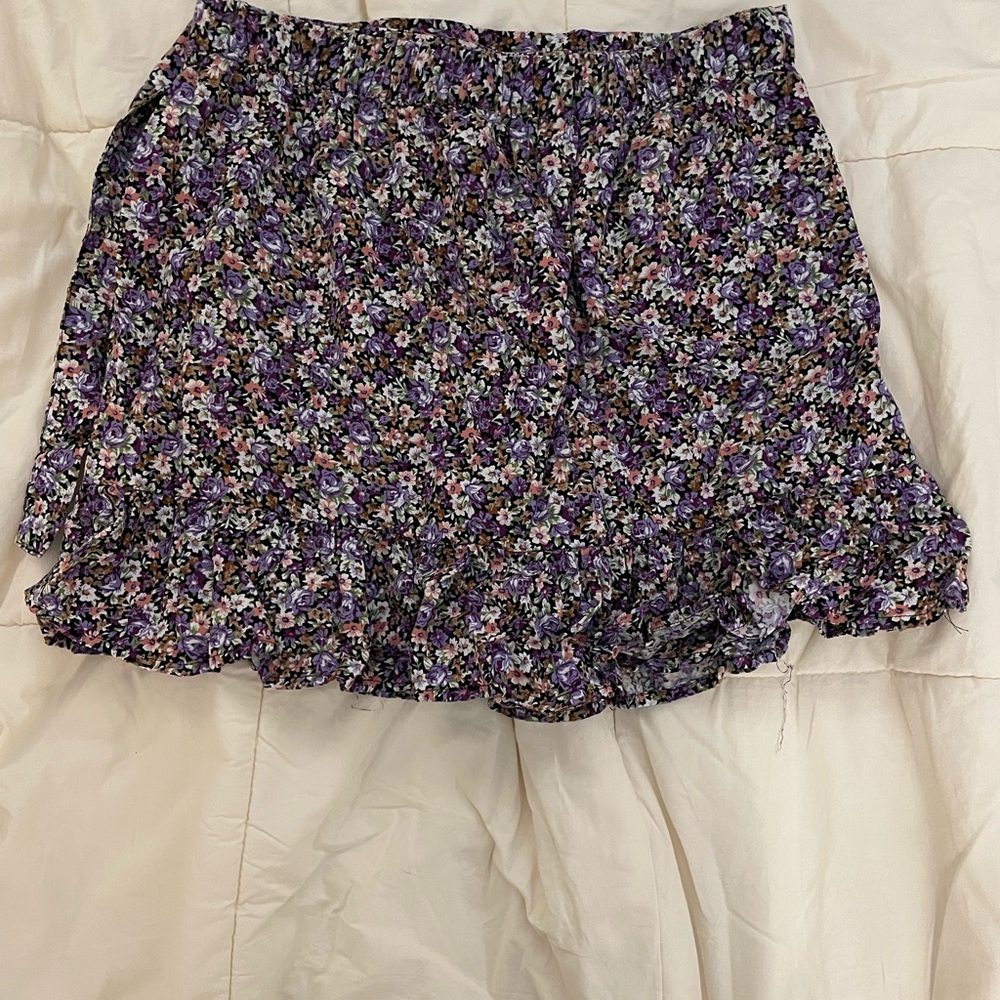 Floral Ruffle Mini Skirt